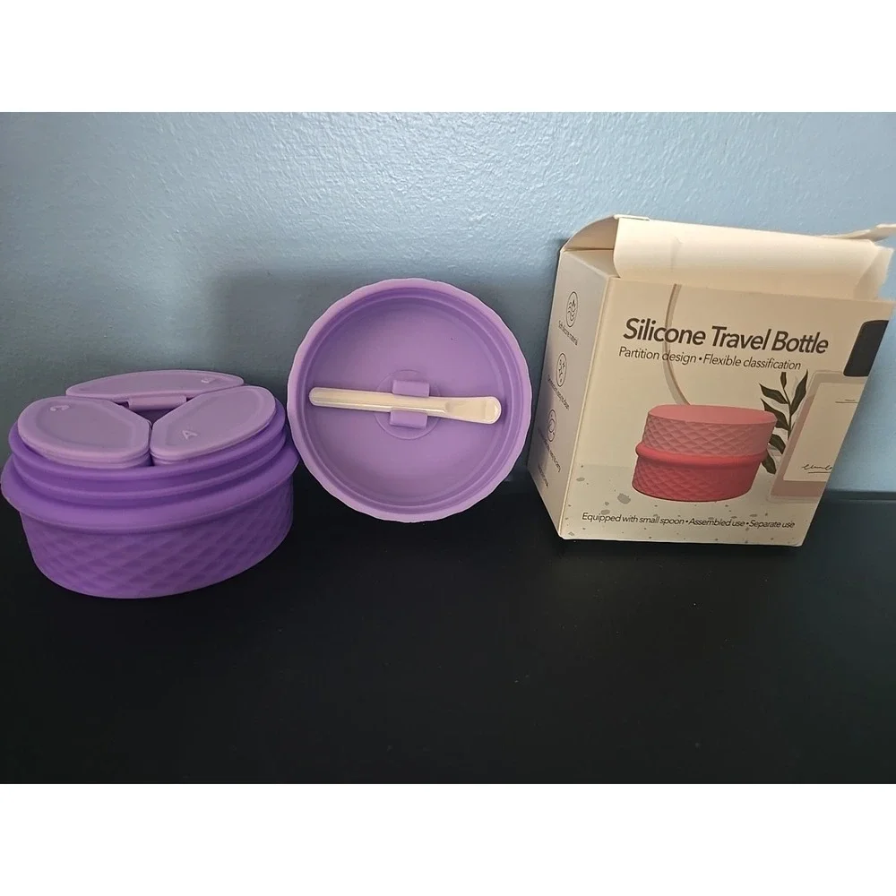 Travel‎ Silicone Makeup Containers Refillable Empty Silicone Cream Jars Purple